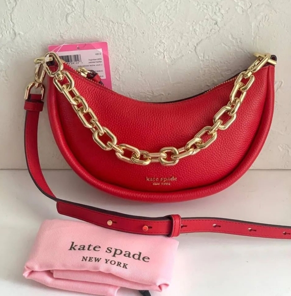 kate spade Handbags - Kate Spade Smile Small Leather Chain Shoulder Bag Crossbody Lingonberry
